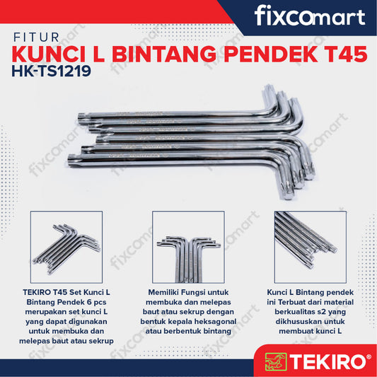 Tekiro Kunci L Bintang Pendek T45 / Tekiro Torx Key Short