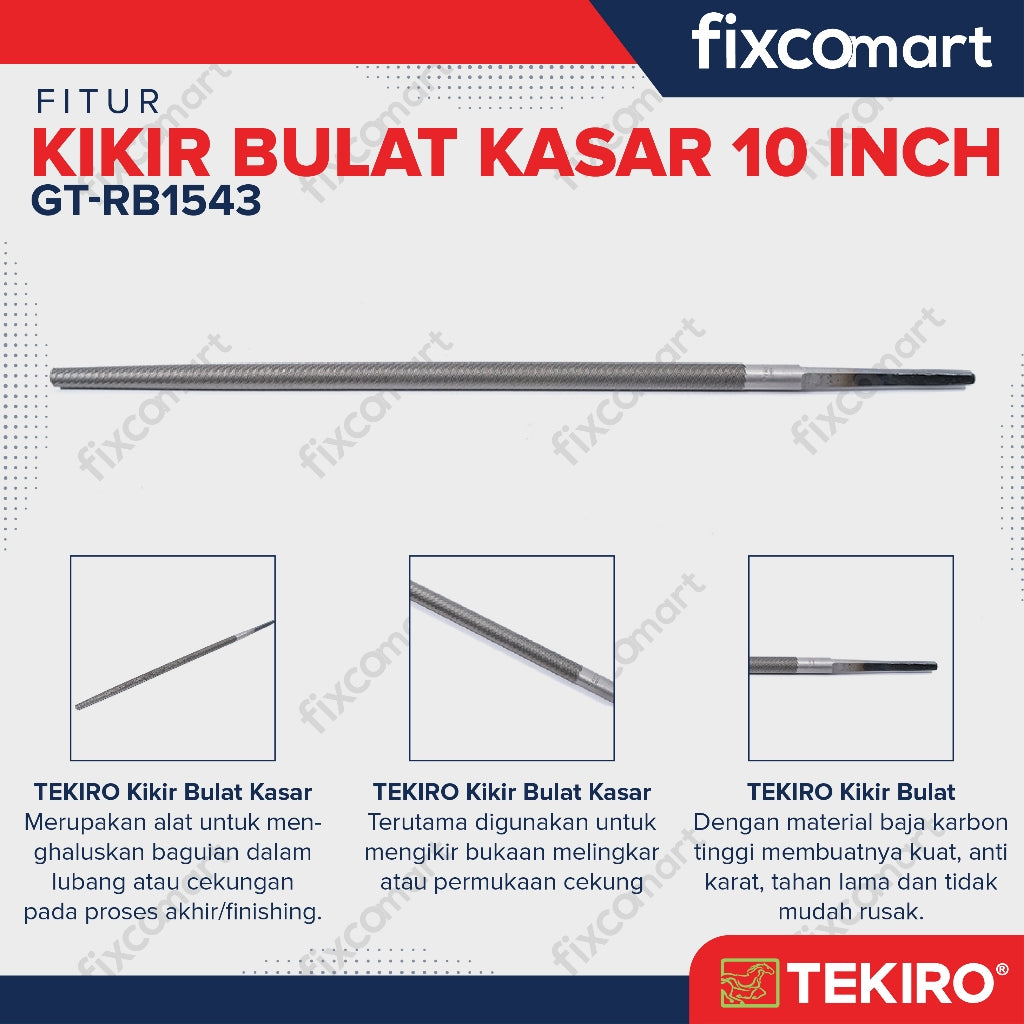 Tekiro Kikir Bulat Kasar 10 Inch / Kikir Kasar