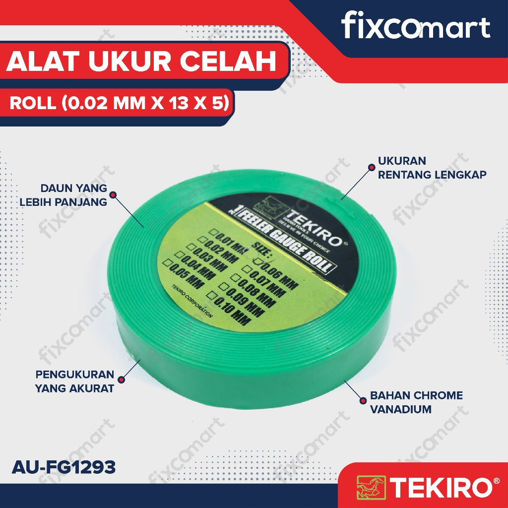 Tekiro Feeler Gauge Roll 0.02 Mm X 13 X 5 / Kaliper Celah