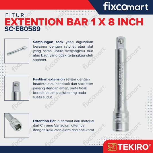 Tekiro Extention Bar 1 X 8 Inch / Tekiro Sambungan Sock