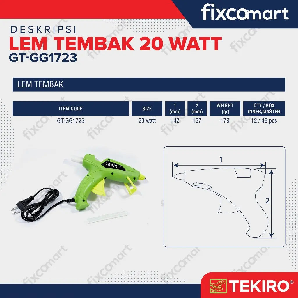 TEKIRO LEM TEMBAK / GLUE GUN PISTOL/ LEM TEMBAK LILIN 20 WATT FIXCOMART