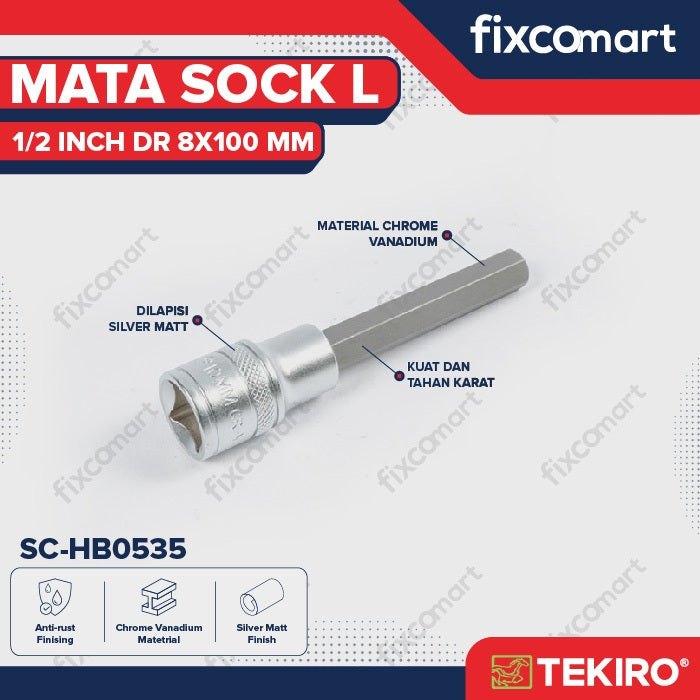 Tekiro Mata Sock L 1/2 Inch 8 X 100 Mm / Tekiro Hex Bit Socket