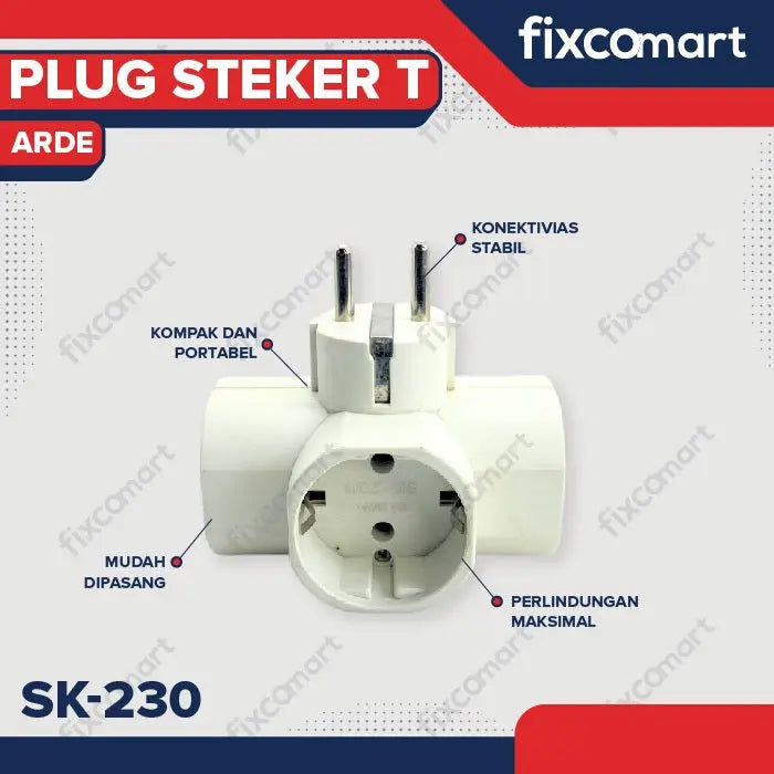 Colokan Steker T-Multi Cabang 3 Universal SNI FIXCOMART
