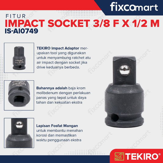 Tekiro Adaptor Impact 3/8 F X 1/2 M / Tekiro Sambungan Mata Sock Impact