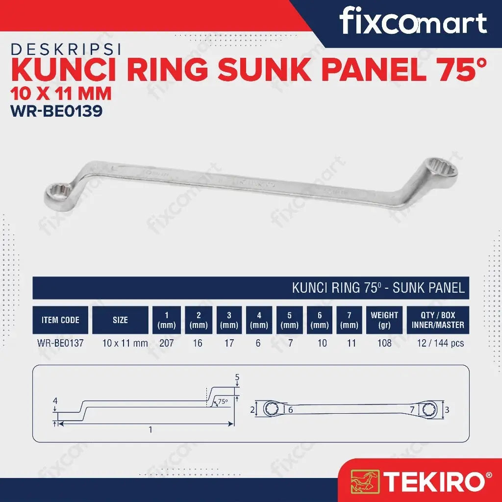 Tekiro Kunci Ring 10 X 11 Mm Sunk Panel 75 Derajat FIXCOMART