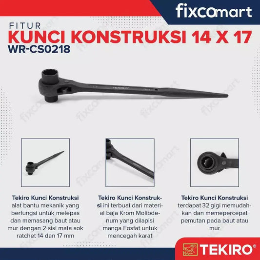 Tekiro Kunci Ring Double Ratchet 14 X 17 mm / Tekiro Contruction Wrench FIXCOMART
