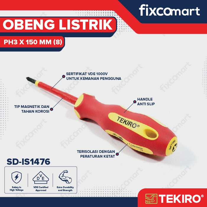 Tekiro Obeng Listrik (+) PH3 X 150 mm / Tekiro Obeng Plus