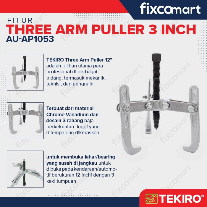 Tekiro Three Arm Puller 3 Inch / Treker Kaki Tiga