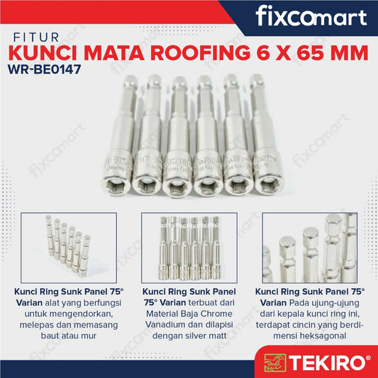 Tekiro Magnetic Hex Nut 6 X 65 mm / Kunci Roofing