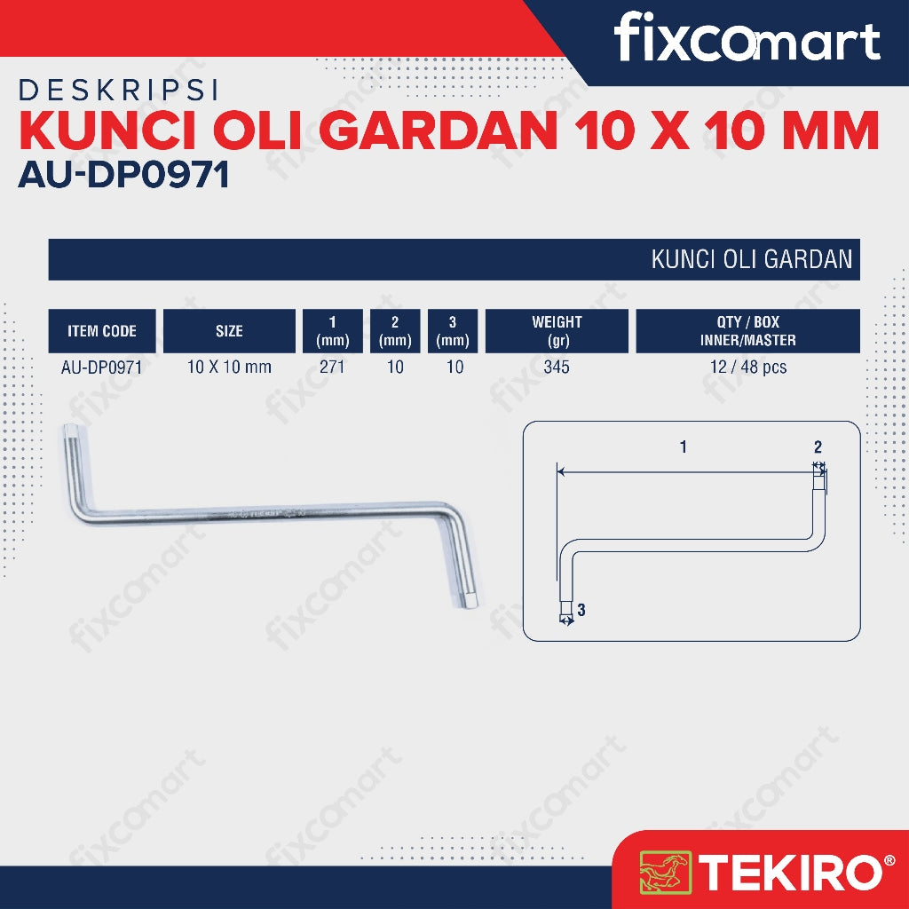 Tekiro Kunci Oli Ganda 10 X 10 mm / Tekiro Drain Plug Wrench