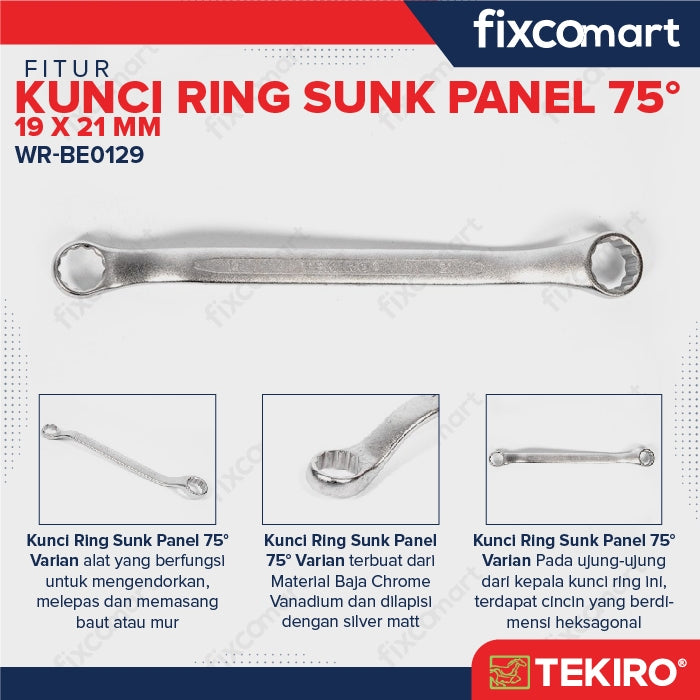 Tekiro Kunci Ring Sunk Panel 19X21 mm / Box End Wrench