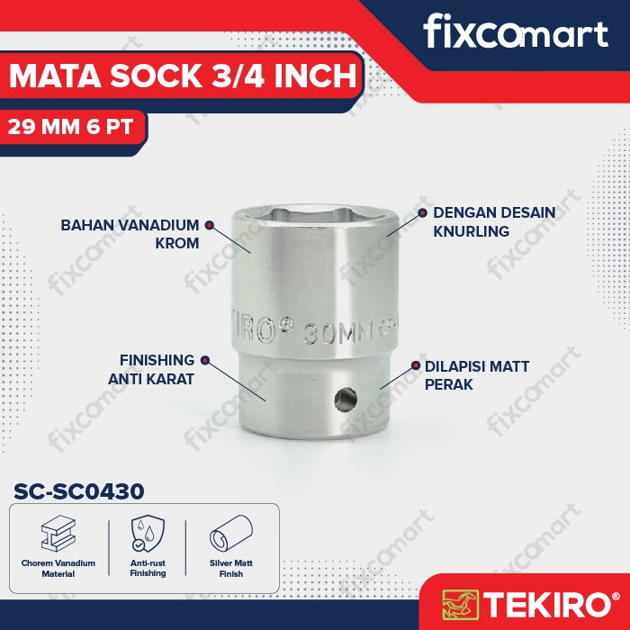 Tekiro Socket 3/4 inch 29 mm 6 PT / Mata Sock 3/4 Inch