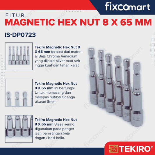Tekiro Magnetic Hex Nut 8 X 65 mm / Kunci Roofing