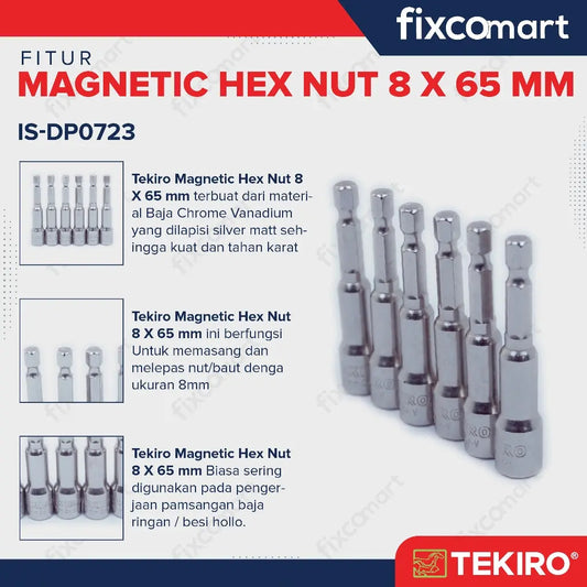 Tekiro Magnetic Hex Nut 8 X 65 mm / Kunci Roofing FIXCOMART