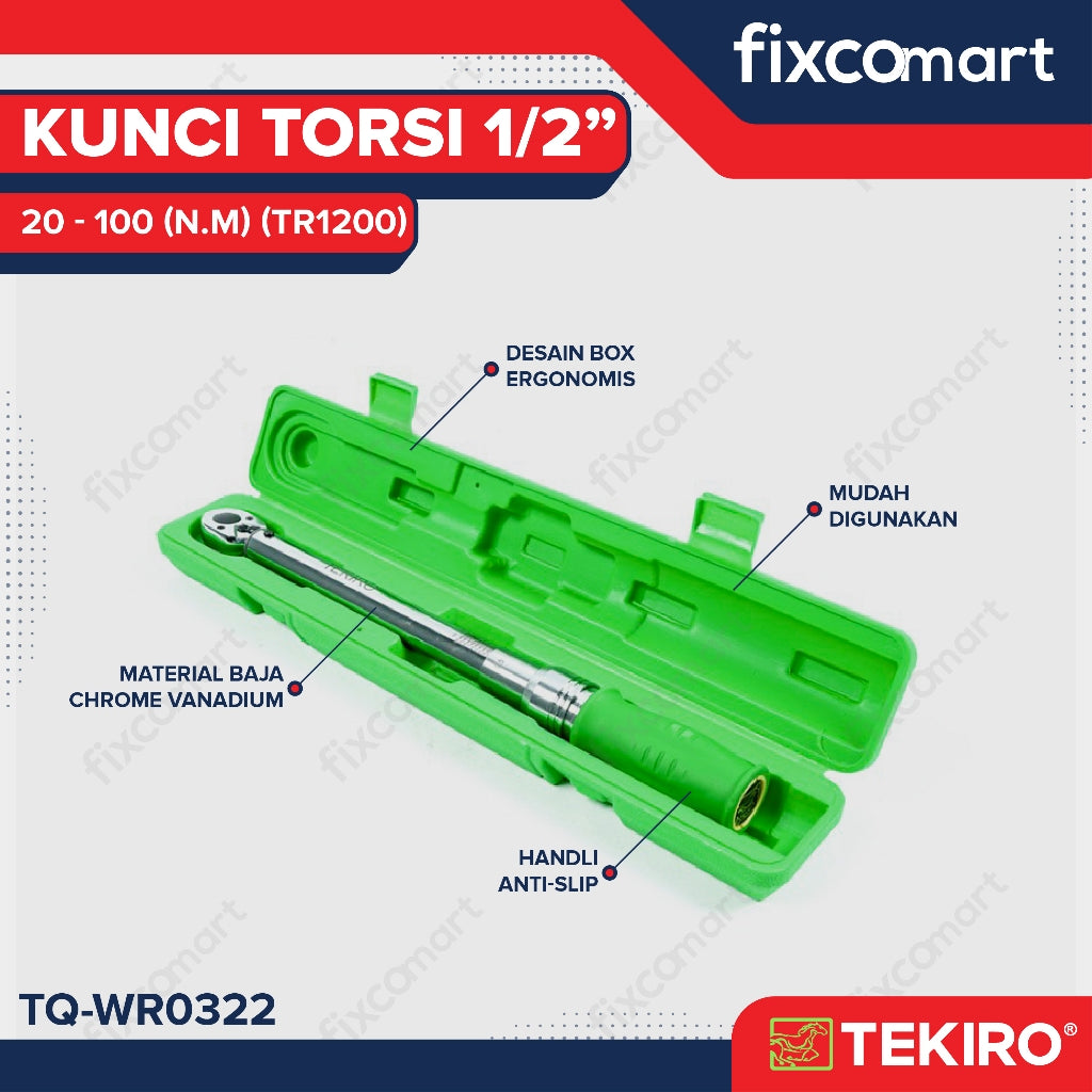 Tekiro Kunci Torsi 1/2 Inch 20-100 N.M (Tr1200) / Tekiro Kunci Momen / Kunci Torque