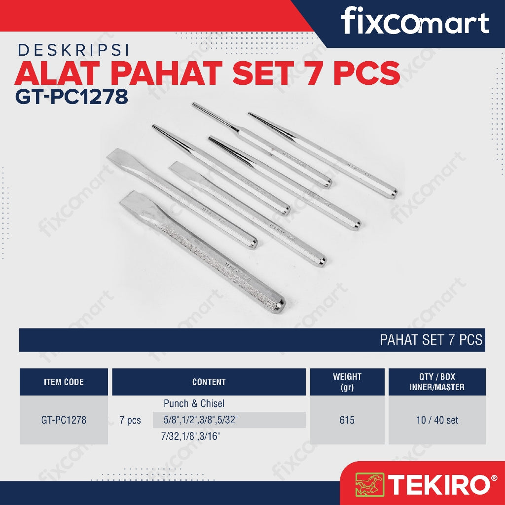 Tekiro Punch & Chisel Set 7 Pcs / Tekiro Pahat Set 7 Pcs
