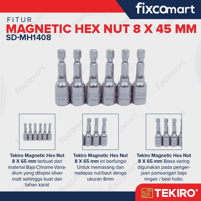 Tekiro Magnetic Hex Nut 10 X 65 mm / Kunci Roofing