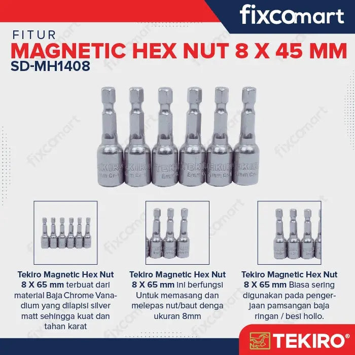Tekiro Magnetic Hex Nut 10 X 65 mm / Kunci Roofing FIXCOMART