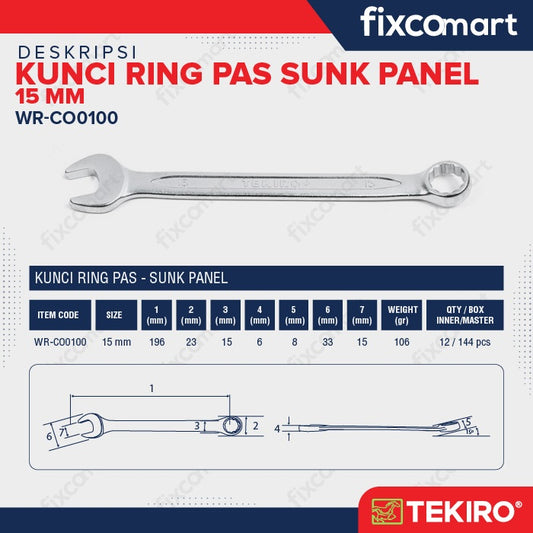 Tekiro Kunci Ring Pas Sunk Panel 15 mm