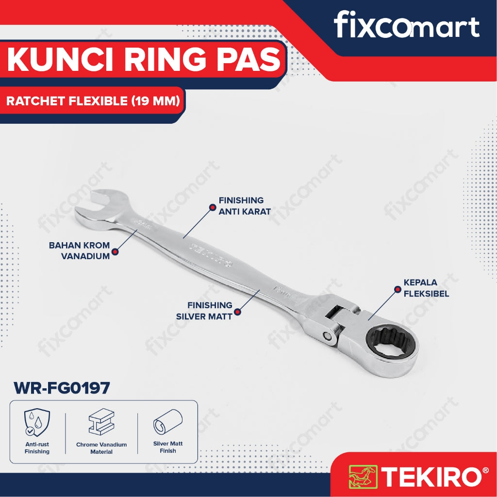 Tekiro Kunci Ring Pas Ratchet Flexibel 19 mm