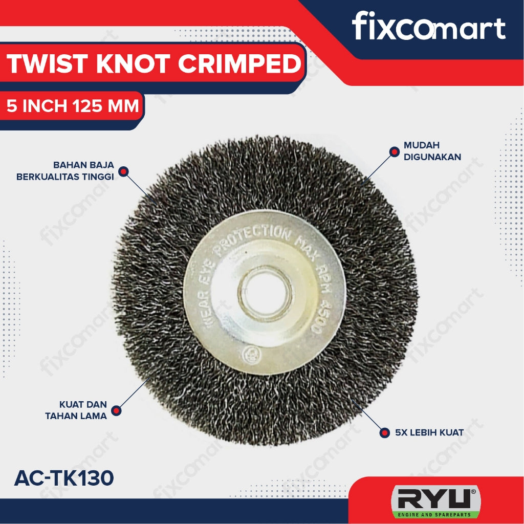 RYU Circular Crimped 5 Inch 125 mm / Sikat Kawat