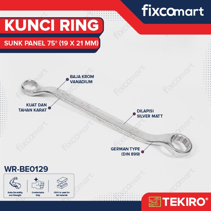 Tekiro Kunci Ring Sunk Panel 19X21 mm / Box End Wrench