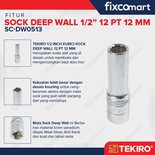 Tekiro Mata Sock Deep Wall 1/2 Inch 12PT 12 mm