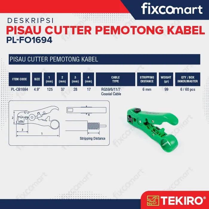 Tekiro Cutter Pemotong Kabel / Tekiro Blade Cable Stripper FIXCOMART