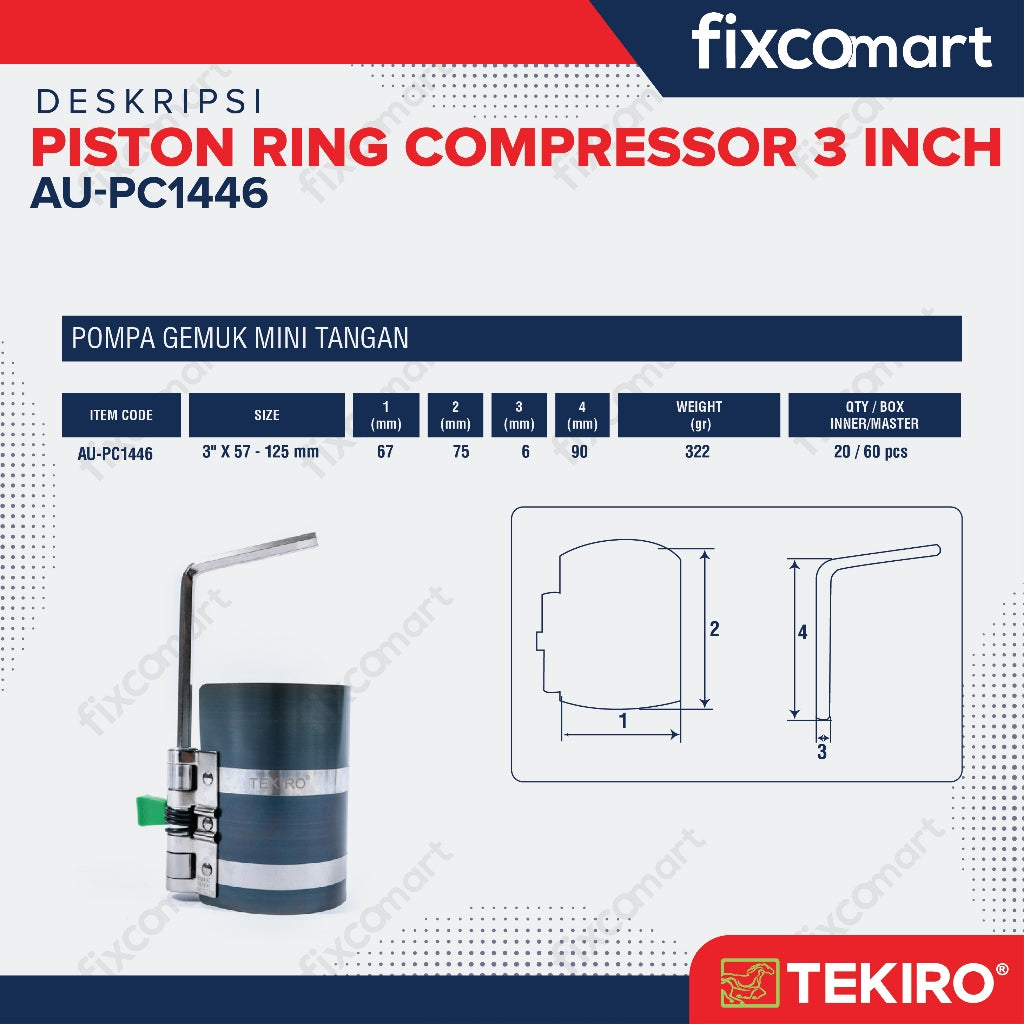 Tekiro Piston Ring Compressor 3 Inch / Ring Piston