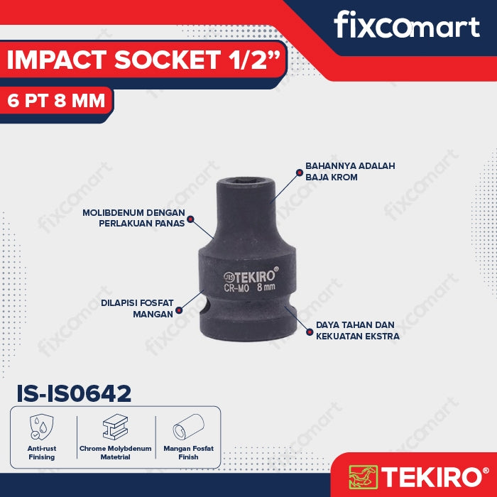 Tekiro Mata Sock Impact 1/2 Inch 8 Mm 6 Pt / Tekiro Socket Impact