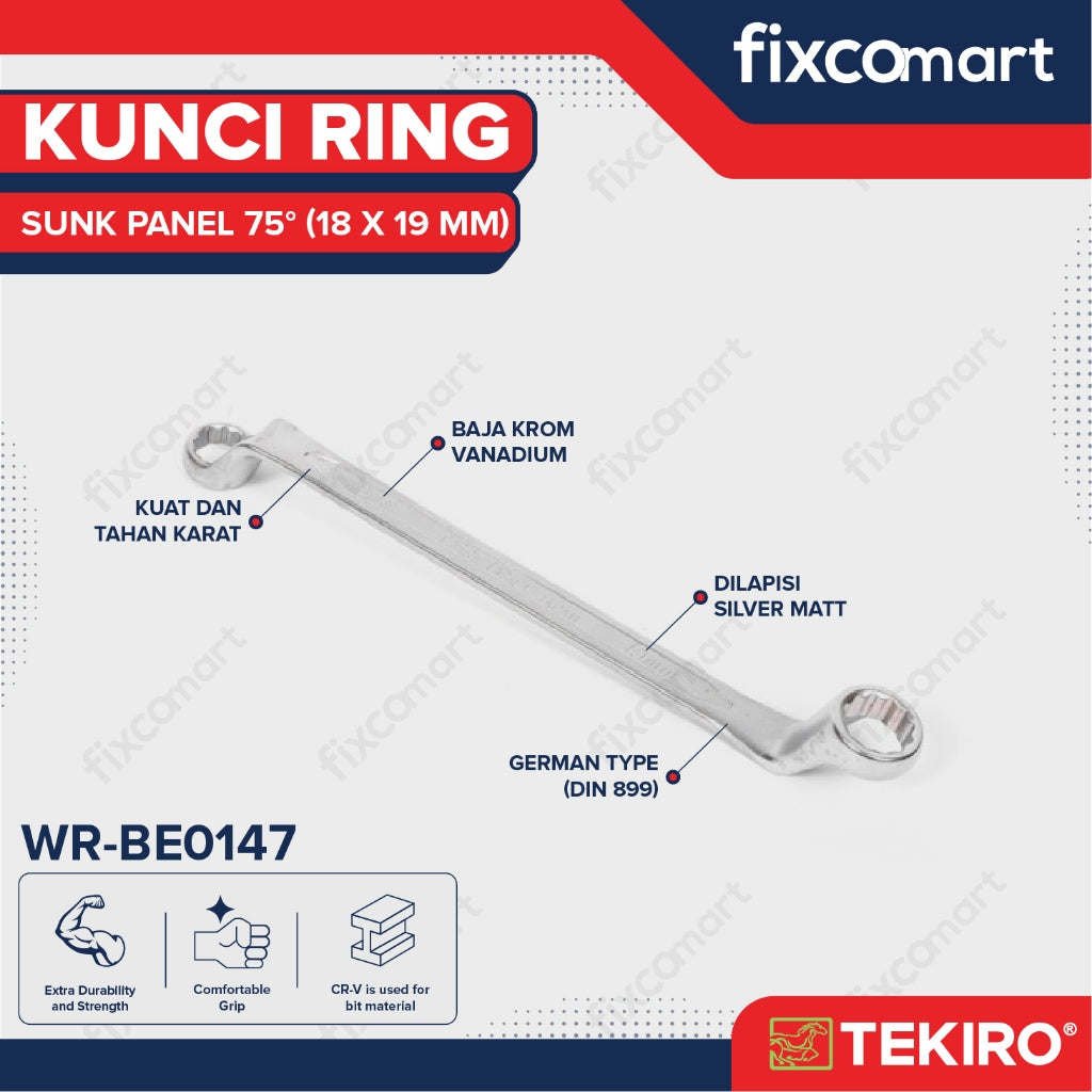 Tekiro Kunci Ring 18x19 Sunk Panel 75 Derajat