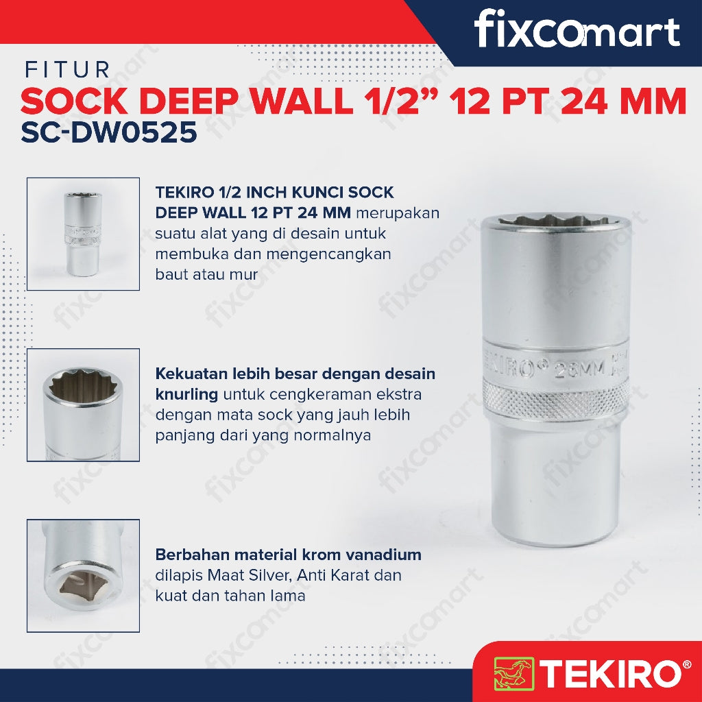 Tekiro Mata Sock Deep Wall 1/2 Inch 24 Mm 12Pt