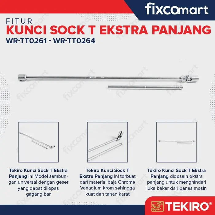 Tekiro Kunci Sock T Ekstra Long / Sok T Ekstra Panjang 500 X 14 mm - 500X14 MM FIXCOMART