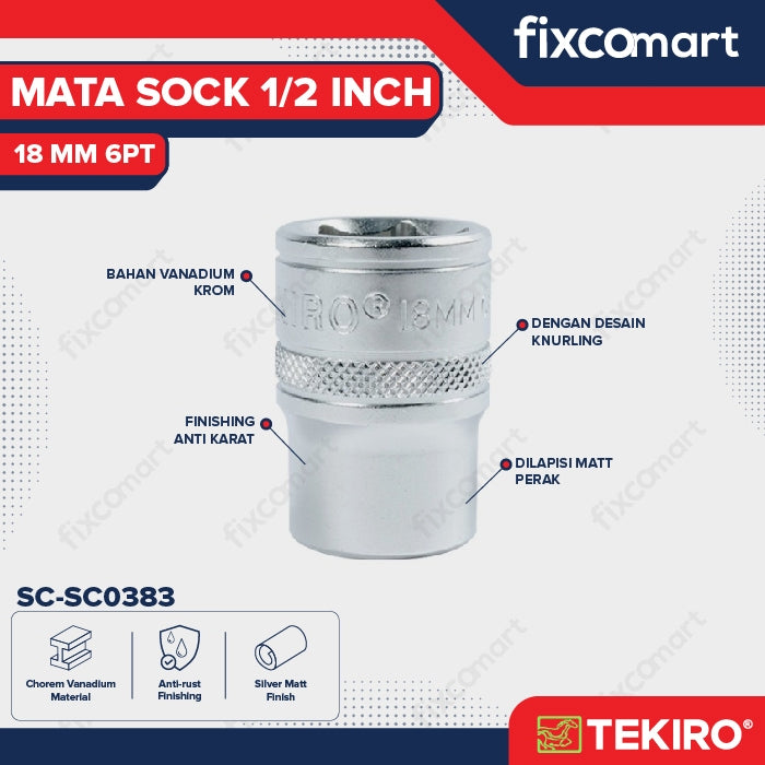 Tekiro Socket 1/2" 6PT 18 mm / Mata Socket