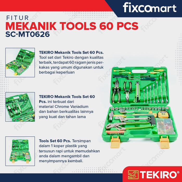 Tekiro Mechanic Tools 60 Pcs / Tekiro Tool Set 60 Pcs