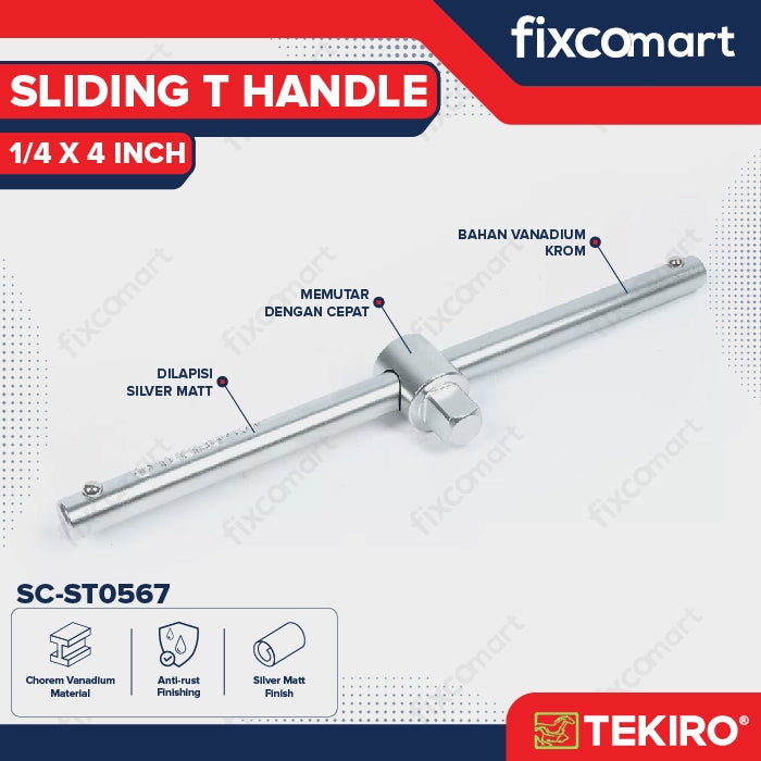 Tekiro Sliding T Handle 1/4 X 4 Inch / Gagang Sock T