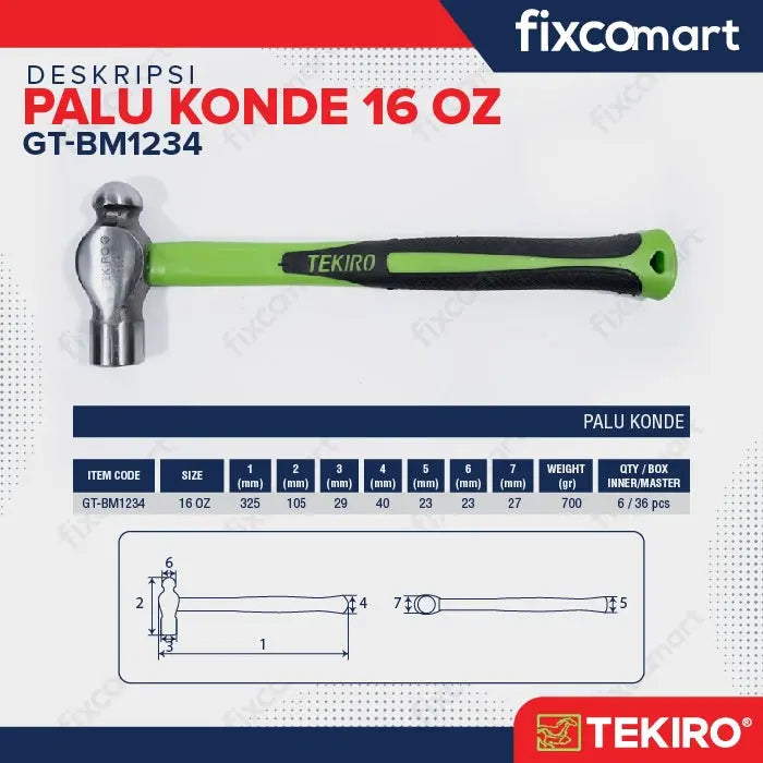 Tekiro Palu Konde 16 Oz / Ball Pein Hammer FIXCOMART