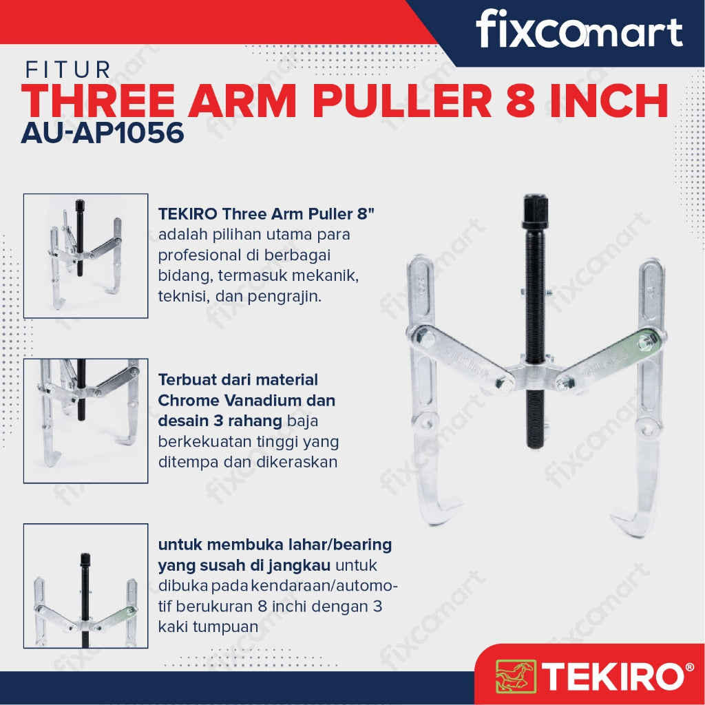 Tekiro Three Arm Gear Puller / Treker Kaki 3 8 Inch