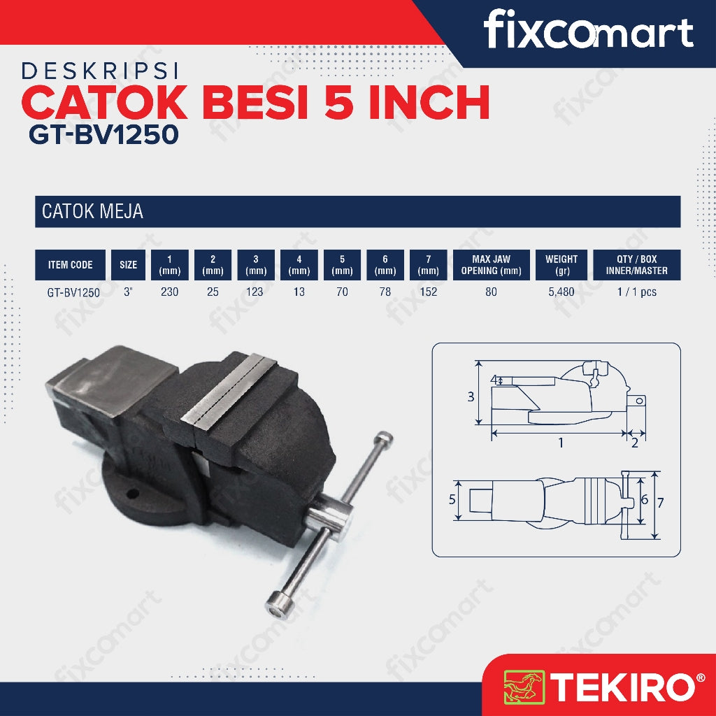 Tekiro Bench Vice 3 Inch - Tekiro Catok Besi - Tekiro Ragum Besi