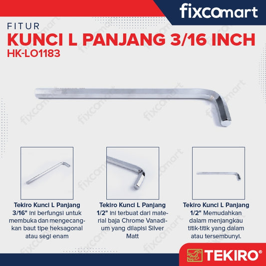 Tekiro Kunci L Panjang 3/16 inch / Hex Key Long