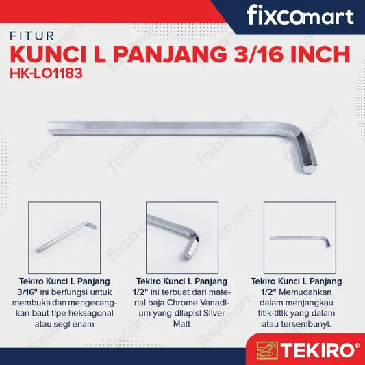 Tekiro Kunci L Panjang 3/16 inch / Hex Key Long FIXCOMART