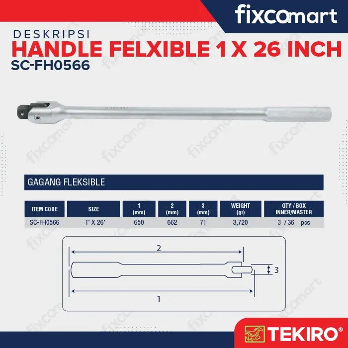Tekiro Flexible Handle 1 X 26 Inch / Tekiro Gagang Ratchet Flexible FIXCOMART