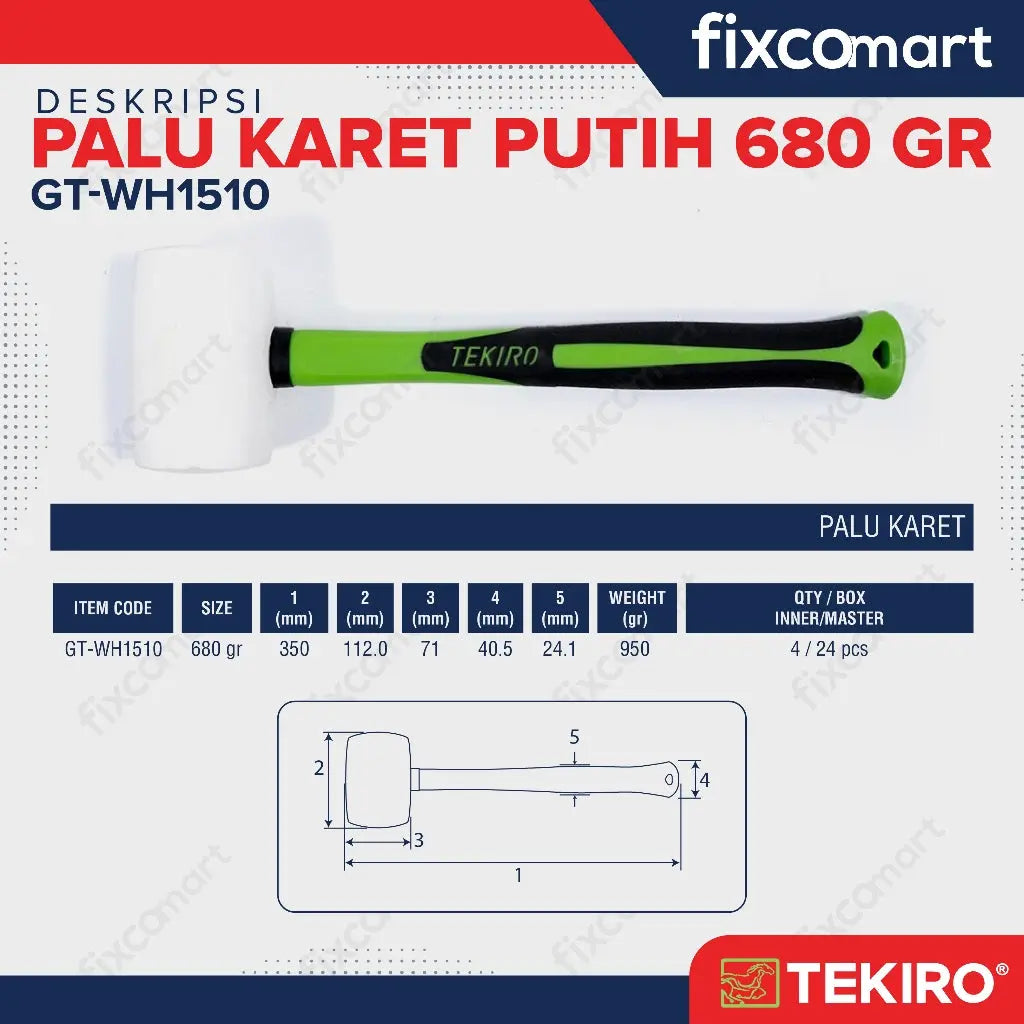 Tekiro Palu Karet 680G / Rubber Hammer FIXCOMART