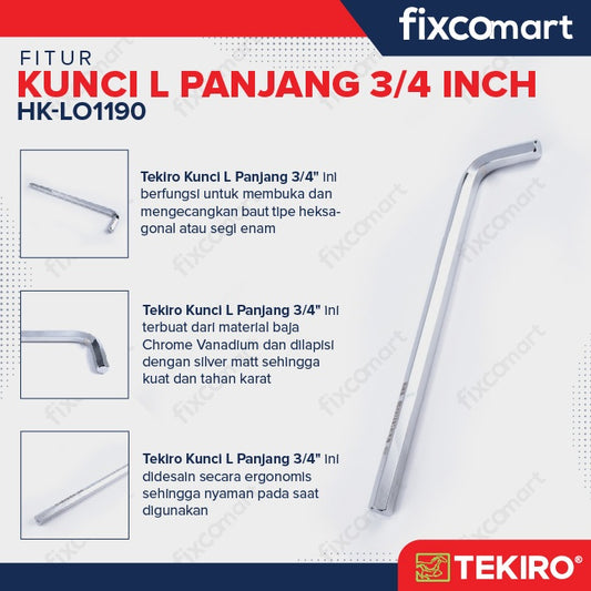 Tekiro Kunci L Panjang 3/4 inch / Hex Key Long