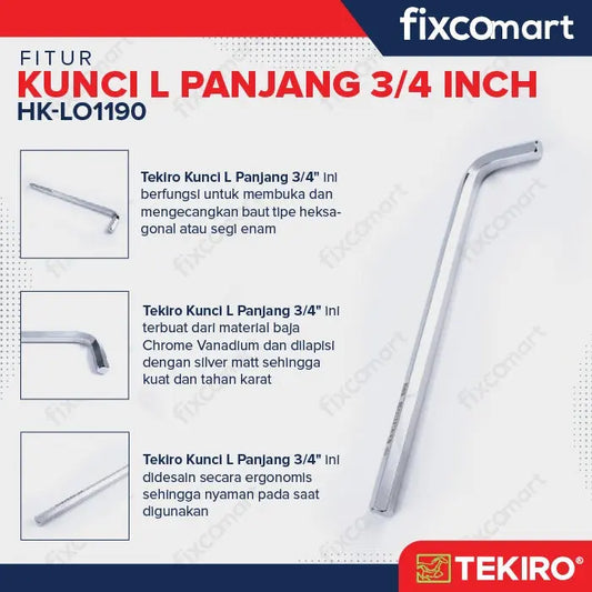 Tekiro Kunci L Panjang 3/4 inch / Hex Key Long FIXCOMART