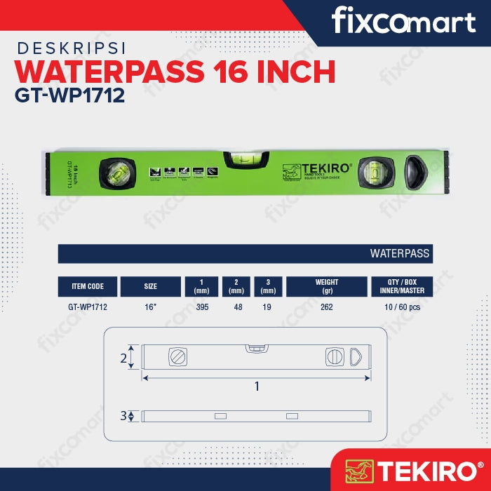 Tekiro Box Level / Waterpass 16 Inch