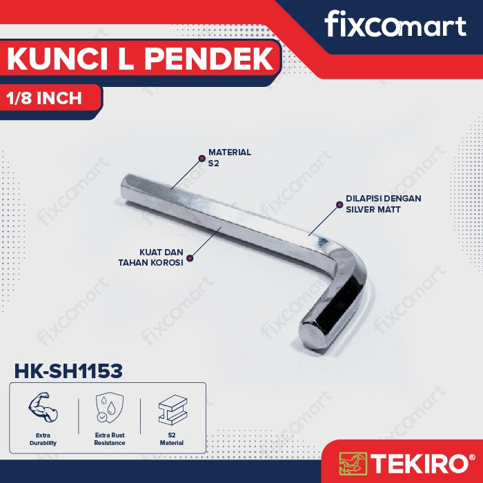 Tekiro Kunci L Pendek 1/8 inch / Hex Key Short