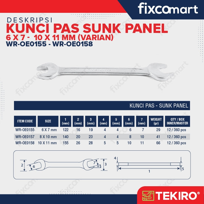 Tekiro Kunci Pas 10 X 11 Mm Sunk Panel