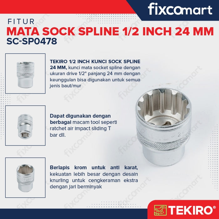 Tekiro Mata Sock Spline 1/2 Inch 24 mm / Tekiro Spline Socket