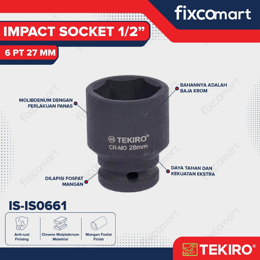 Tekiro Mata Sock Impact 1/2 Inch 27 Mm 6 Pt / Tekiro Socket Impact